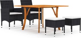 vidaXL 5 pcs conjunto de jantar para jardim preto
