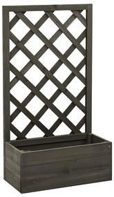 Vaso com treliça para jardim 50x25x90 cm abeto maciço cinzento