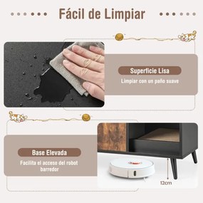 Armário para Caixa de areia multifuncional para gatos com portas abertas e poste 90 x 50 x 54 cm preto e natural