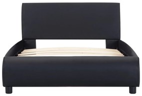 Estrutura de cama c/ LED 90x200 cm couro artificial preto