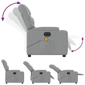 Poltrona de massagens reclinável elétrica tecido cinzento-claro