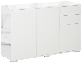 HOMCOM Buffet Sala Estar 3 Portas 2 Gavetas Prateleira Ajustável Branco Cozinha Quarto | Aosom Portugal