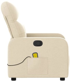 Poltrona de massagens reclinável tecido cor creme