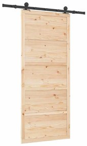 Porta Deslizante Castanho 80 x 208 cm Madeira de pinho maciça