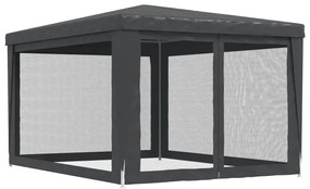 Tenda festas c/ 4 paredes laterais em rede 3x4 m PEAD antracite