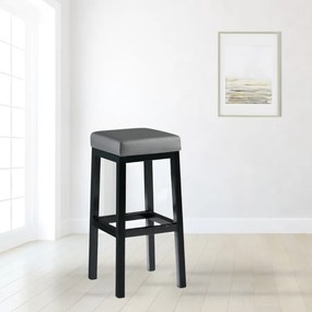 Banco de bar Taylor em couro sintético com estrutura preta 83 x 37 x 37 cm Cinzento