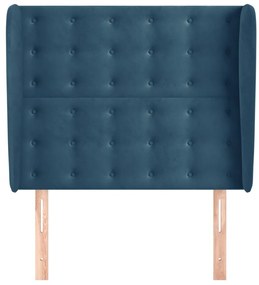 Cabeceira cama c/ abas veludo 103x23x118/128 cm azul-escuro