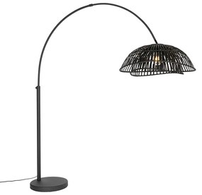 Candeeiro de Arco Oriental Preto em Bambu - Pua Oriental