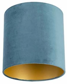 Abajur de veludo azul 25/25/25 com interior dourado