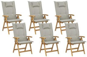 Conjunto de 6 cadeiras de jardim com almofadas taupe JAVA Beliani