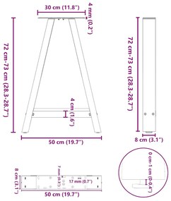 Pés para mesa de jantar em formato A, 2 peças, antracite, 50x(72-73) c