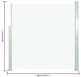 Toldo lateral retrátil para pátio 140x300 cm cor creme