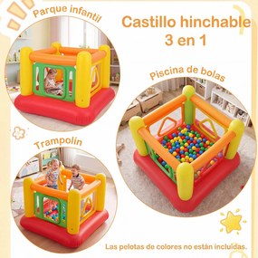 Parque Infantil Insuflável 3 em 1, 160 x 160 x 125 cm, PVC Reforçado, Multicolor 1