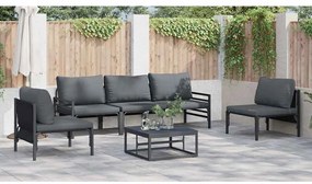 Conjunto de Sofá de Jardim 6 pcs Cinzento-escuro Aço