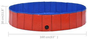 Piscina para cães dobrável 160x30 cm PVC vermelho