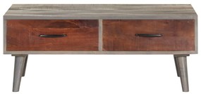 Mesa de centro 100x60x40 cm mangueira maciça áspera cinzento