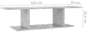 Móvel de TV para parede 103x30x26,5 cm cinzento cimento