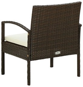 Cadeira de jardim com almofadão vime PE castanho