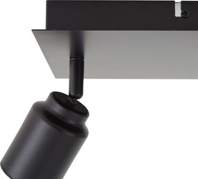 Foco de casa de banho moderno quadrado preto 3 luzes IP44 - Ducha