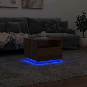 Mesa de centro com luzes LED 50x49x40 cm carvalho artesanal
