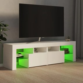 Móvel de TV com luzes LED 140x36,5x40 cm branco