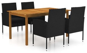 vidaXL 5 pcs conjunto de jantar para jardim preto
