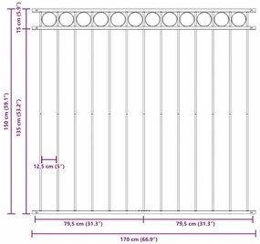 Painel de Cerca de Aço Branco 1,7m x 1,5m
