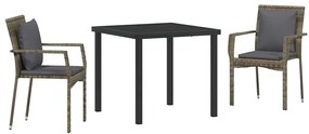 Conjunto de Jantar de Jardim 3 pcs Cinzeto 80 x 80 x 73 cm