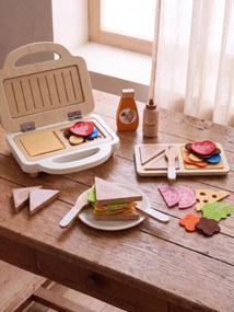 Máquina de waffles e croque-monsieur em madeira FSC® cru