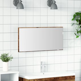 Armário de Espelho para Banheiro vidaXL com Luz LED Madeira Antiga 80x37 cm
