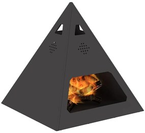 Fogueira Pyramid vidaXL Preto 50x50x51 cm Aço