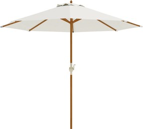 Guarda-sol redondo para exterior, Ø 2,7 x 2,5 m, com manivela para abrir e fechar, mastro em madeira, lona de 180 g/m², bege