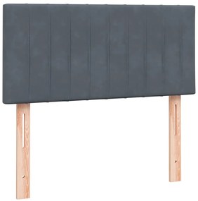 Cama com molas/colchão cinza-escuro 80x210 cm veludo