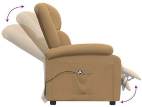 Poltrona de massagens reclinável veludo castanho