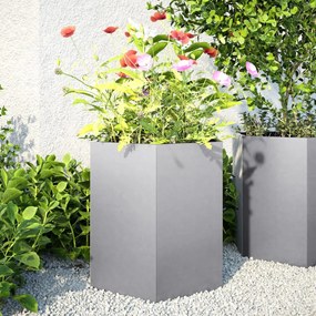 vidaXL Vasos floreiras jardim 2 pcs hexagonal 46x40x45cm aço galvaniz.