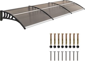 Outsunny Marquise de Proteção 300x96x27cm Marquise Exterior para Portas e Janelas contra o Sol e Chuva Marrom | Aosom Portugal
