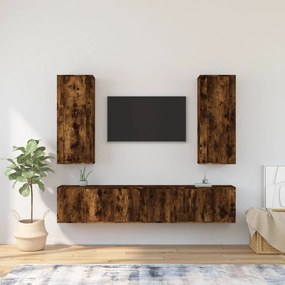vidaXL Conjunto móveis de TV 4 pcs madeira processada carvalho fumado