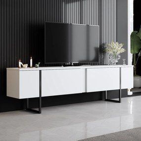 Móvel TV Luxe – Branco/Preto – 180 cm x 30 cm x 50 cm