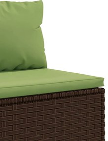 8 pcs conjunto lounge de jardim c/ almofadões vime PE castanho