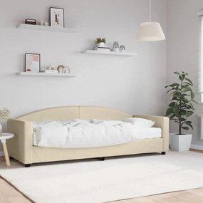 Sofá-cama com colchão 80x200 cm tecido cor creme