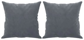 Sofá 2 lug. c/ almofadas decorativas 120 cm veludo cinza-escuro