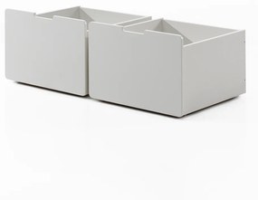 Conjunto Cama alta de Criança PINO 90 x 200 cm + estrado + escada + escorrega + conjunto de 2 gavetas e prateleira suspensa Branca