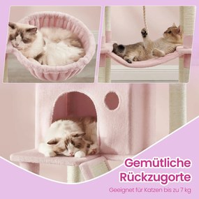 Arranhador para gatos 206 cm de altura, com 13 colunas para arranhar rosa