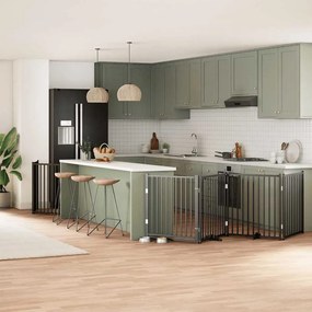 vidaXL Portão p/ cães com porta dobrável 10 painéis 800 cm álamo preto