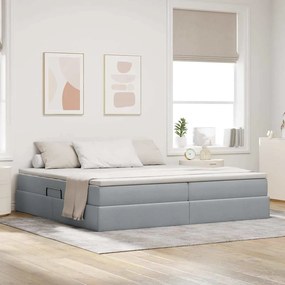 vidaXL Cama com arrumação e colchão Cinzento-claro 200 x 200 cm