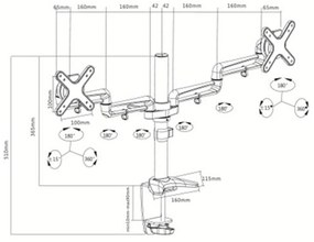 Suporte de Mesa 2 Monitores 13"-26" CROMAD