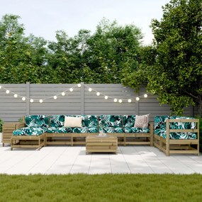 10 pcs conjunto sofás jardim madeira de pinho impregnada
