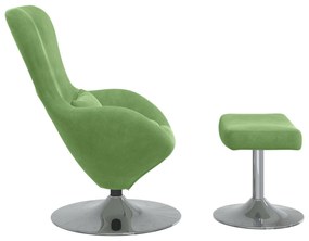 Poltrona Egg vidaXL com Otomana Veludo Verde Claro