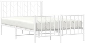 Estrutura de cama com cabeceira e pés 120x190 cm metal branco