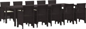 vidaXL Conjunto de Jantar para Jardim 11 pcs Marrom e Creme Vime